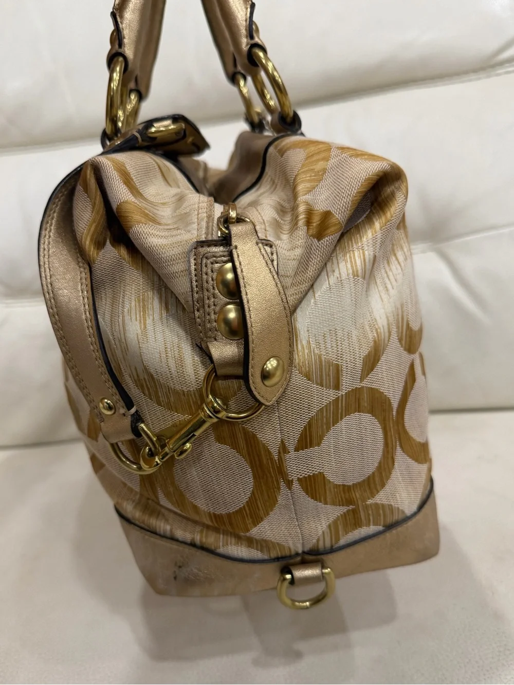 Coach Vintage Y2K Ashley Madison Metallic Gold Tan Satchel Purse Bag